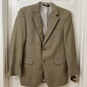 Jos A Bank Tropical Blend Blazer Men‎ 40R Beige Linen Wool 2 Button